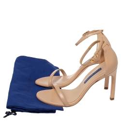 Stuart Weitzman Beige Leather Ankle Strap Open Toe Sandals Size 35