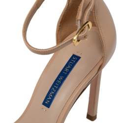 Stuart Weitzman Beige Leather Ankle Strap Open Toe Sandals Size 35