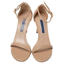 Stuart Weitzman Beige Leather Ankle Strap Open Toe Sandals Size 35
