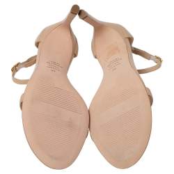 Stuart Weitzman Beige Leather Ankle Strap Open Toe Sandals Size 35