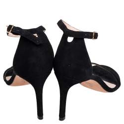 Stuart Weitzman Black Suede Nudist Open Toe Ankle Strap Sandals Size 41