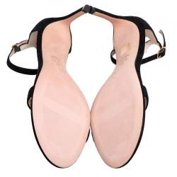 Stuart Weitzman Black Suede Nudist Open Toe Ankle Strap Sandals Size 41