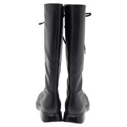 Stuart Weitzman Black Leather Knee Length Lace Up Boots Size 40