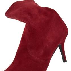 Stuart Weitzman Red Suede Ankle Length Boots Size 37.5