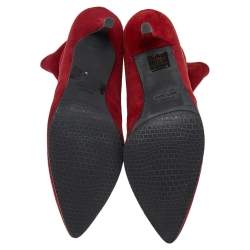Stuart Weitzman Red Suede Ankle Length Boots Size 37.5