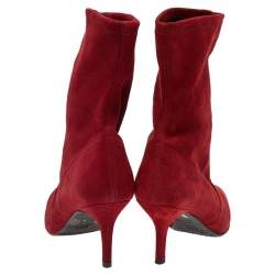 Stuart Weitzman Red Suede Ankle Length Boots Size 37.5