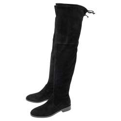 Stuart Weitzman Black Suede Lowland Over The Knee Boots Size 38