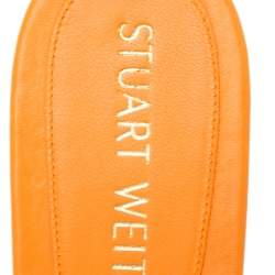 Stuart Weitzman Orange  Patent Ring Toe  Flat Sandals Size 39.5
