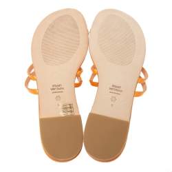 Stuart Weitzman Orange  Patent Ring Toe  Flat Sandals Size 39.5