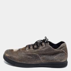 Stuart Weitzman Gold Lurex Fabric Lace-Up Sneakers Size 37