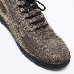 Stuart Weitzman Gold Lurex Fabric Lace-Up Sneakers Size 37