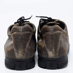 Stuart Weitzman Gold Lurex Fabric Lace-Up Sneakers Size 37