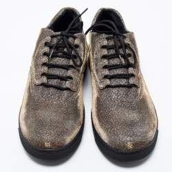 Stuart Weitzman Gold Lurex Fabric Lace-Up Sneakers Size 37