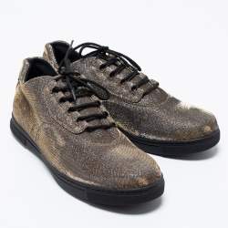 Stuart Weitzman Gold Lurex Fabric Lace-Up Sneakers Size 37
