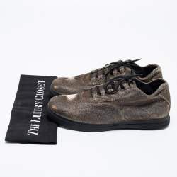 Stuart Weitzman Gold Lurex Fabric Lace-Up Sneakers Size 37