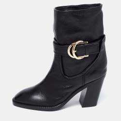 Stuart Weitzman Black Leather Ankle Length Block Heel Boots Size 36