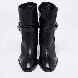 Stuart Weitzman Black Leather Ankle Length Block Heel Boots Size 36