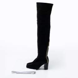 Stuart Weitzman Black Suede Knee Length Boots Size 36.5