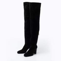 Stuart Weitzman Black Suede Knee Length Boots Size 36.5