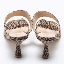 Stuart Weitzman Brown/Beige Suede Leopard Print Mule Slides Size 38