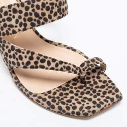 Stuart Weitzman Brown/Beige Suede Leopard Print Mule Slides Size 38