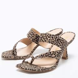 Stuart Weitzman Brown/Beige Suede Leopard Print Mule Slides Size 38