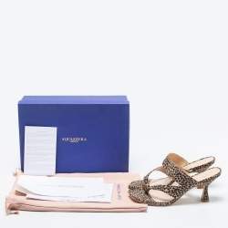 Stuart Weitzman Brown/Beige Suede Leopard Print Mule Slides Size 38