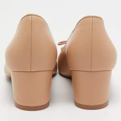Stuart Weitzman Beige/Black Patent and Leather Block Heel Pumps Size 39.5