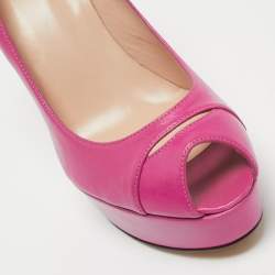Stuart Weitzman Pink Leather Peep Toe Platform Pumps Size 37.5