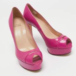 Stuart Weitzman Pink Leather Peep Toe Platform Pumps Size 37.5