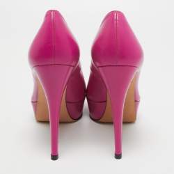 Stuart Weitzman Pink Leather Peep Toe Platform Pumps Size 37.5