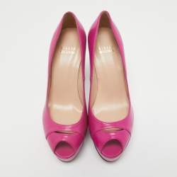 Stuart Weitzman Pink Leather Peep Toe Platform Pumps Size 37.5