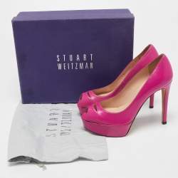 Stuart Weitzman Pink Leather Peep Toe Platform Pumps Size 37.5