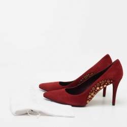 Stuart Weitzman Red Suede Studded Pumps Size 39.5