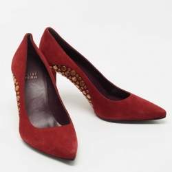 Stuart Weitzman Red Suede Studded Pumps Size 39.5