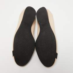 Stuart Weitzman Beige/Black Leather Scrunch Ballet Flats Size 36.5