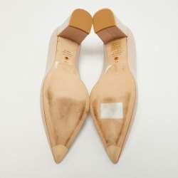 Stuart Weitzman Beige Leather Block Heel Pointed Pumps Size 40