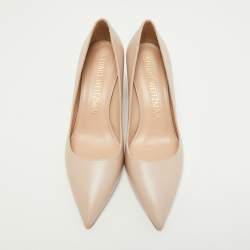Stuart Weitzman Beige Leather Block Heel Pointed Pumps Size 40