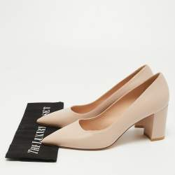 Stuart Weitzman Beige Leather Block Heel Pointed Pumps Size 40
