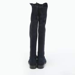 Pre Owned Stuart Weitzman Navy Blue Suede Knee Length Boots Size 40