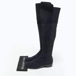 Pre Owned Stuart Weitzman Navy Blue Suede Knee Length Boots Size 40