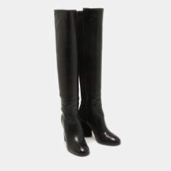 Stuart Weitzman Black Suede and Leather Knee Length Boots Size 36