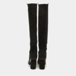 Stuart Weitzman Black Suede and Leather Knee Length Boots Size 36