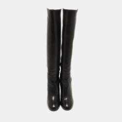Stuart Weitzman Black Suede and Leather Knee Length Boots Size 36