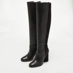 Stuart Weitzman Black Suede and Leather Knee Length Boots Size 36