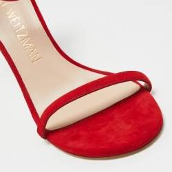 Stuart Weitzman Red Suede Nudist Ankle Strap Sandals Size 39