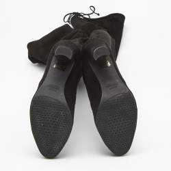 Pre Owned Stuart Weitzman Black Suede Over The Knee Boots Size 37
