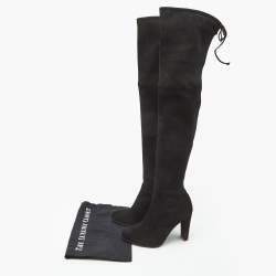 Pre Owned Stuart Weitzman Black Suede Over The Knee Boots Size 37