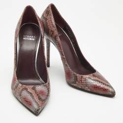 Stuart Weitzman Tricolor Python Embossed Leather Pointed Toe Pumps Size 38.5