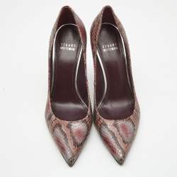 Stuart Weitzman Tricolor Python Embossed Leather Pointed Toe Pumps Size 38.5